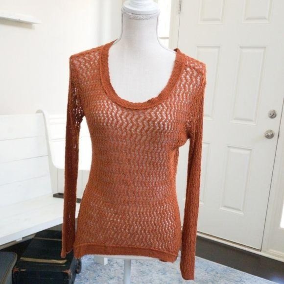 Kirra Copper Colored Open Weave Long Sleeve Sweater Size Small - Picture 1 of 5